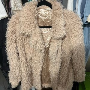 Thread and supply tan furry jacket